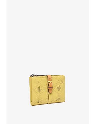Small leather wallet in yellow die-cut leather