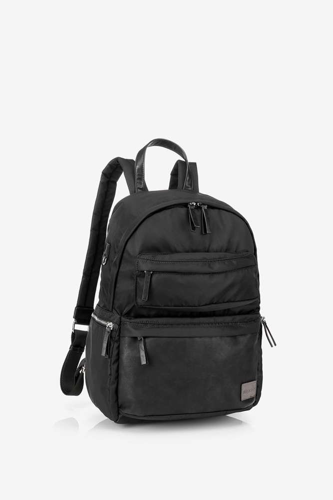 Black laptop backpack with zipper