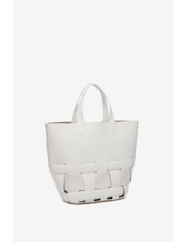 Bolso shopper trenzado en blanco