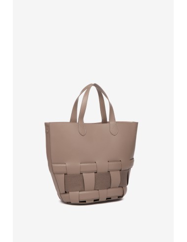 Taupe braided shopper bag