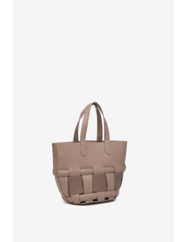 Taupe braided small shopper handbag