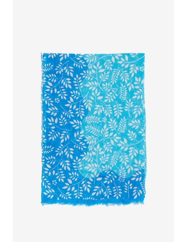 Viscose scarf with floral print in blue