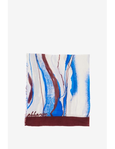 Pañuelo de viscosa con estampado abstracto en azul