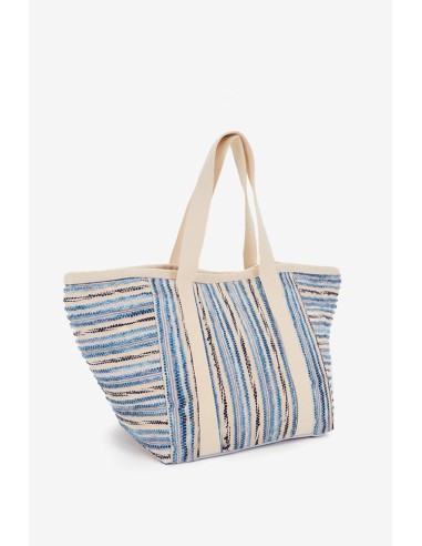 Bolsa de playa con estampado a rayas en azul