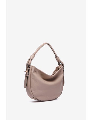 Bolso de hombro en piel beige