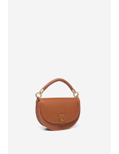 Half-moon crossbody bag in cognac recycled materials