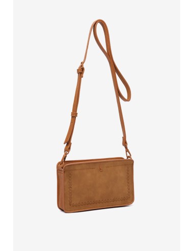 Crossbody bag in cognac recycled materials