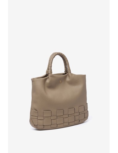 Bolso shopper en materiales reciclados trenzados taupe