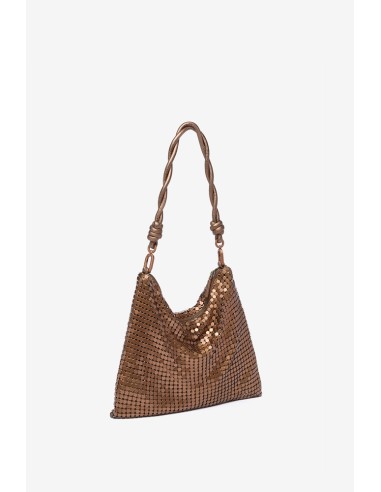 Bronze metallic mesh shoulder bag