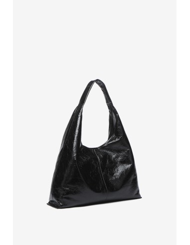 Bolso de hombro en piel metalizada negra