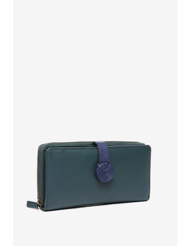 Cartera grande en piel verde