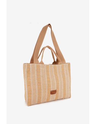 Raffia basket bag with beige print