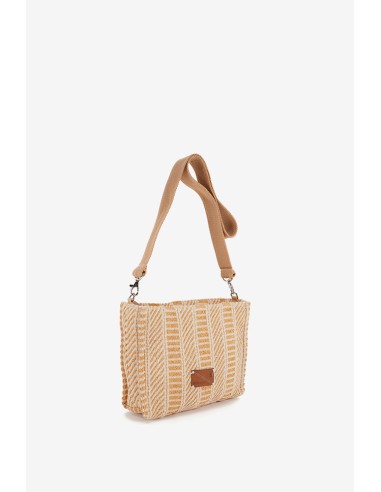 Raffia crossbody bag with beige print