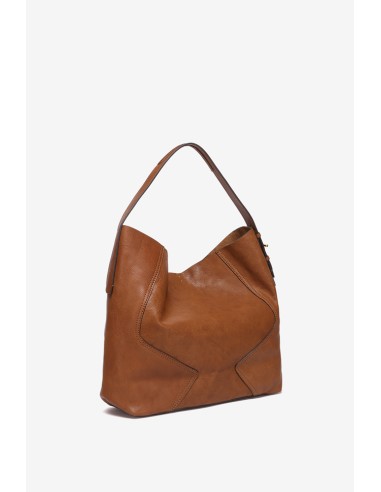 Bolso de hombro en piel cognac