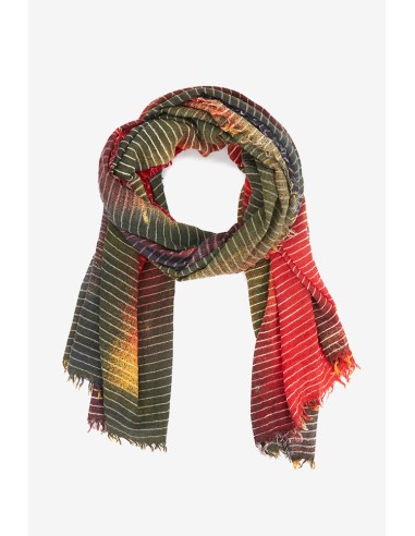 Wool scarf with abstract print in terracotta