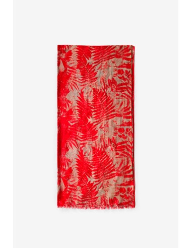 Wool scarf with print in red